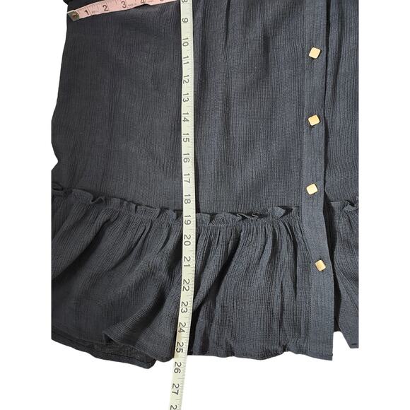 Lumie Women's Button Down Long Ruffle Sleeve Victorian Blouse Navy Blue in Small - Picture 7 of 7